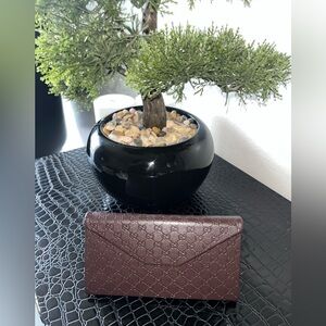 Gucci Foldable Micro Guccissima Sunglass Case Snap Closure Brown Monogram